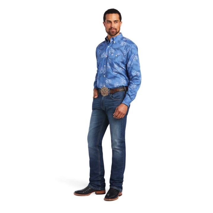 Ariat Relentless Headway Stretch Classic Fit Shirt Modre | ROXIsQcK