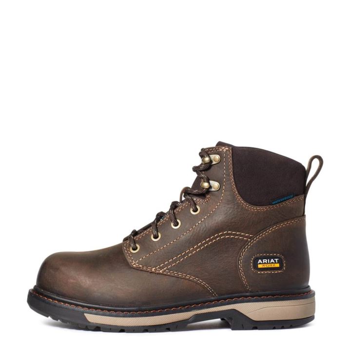 Ariat Riveter 6" CSA Waterproof Composite Toe Work Boot Temno Rjave | hNykt6QE