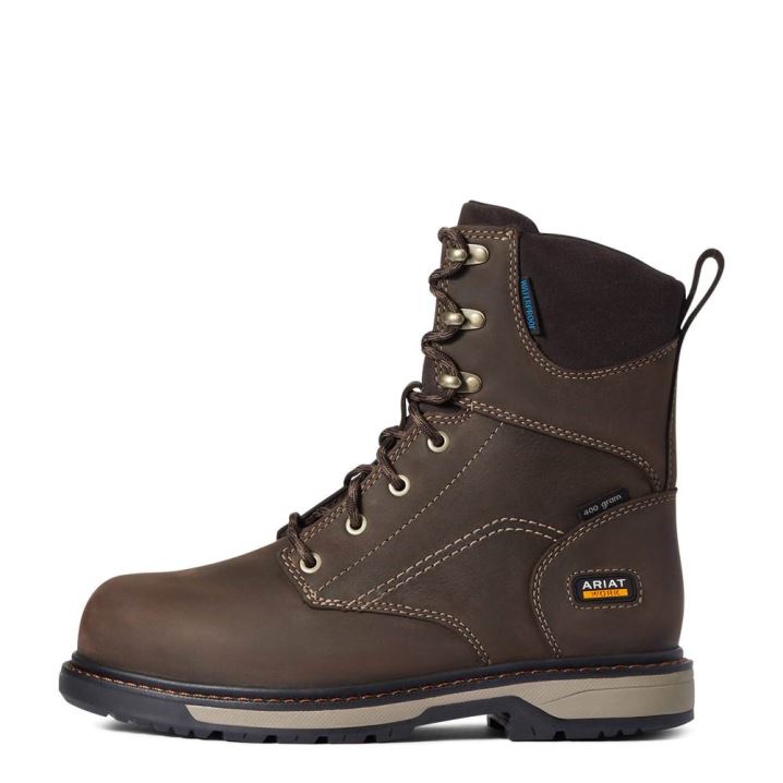 Ariat Riveter 8" CSA Glacier Grip Waterproof 400g Composite Toe Work Boot Temno Rjave | Rsgpu49j