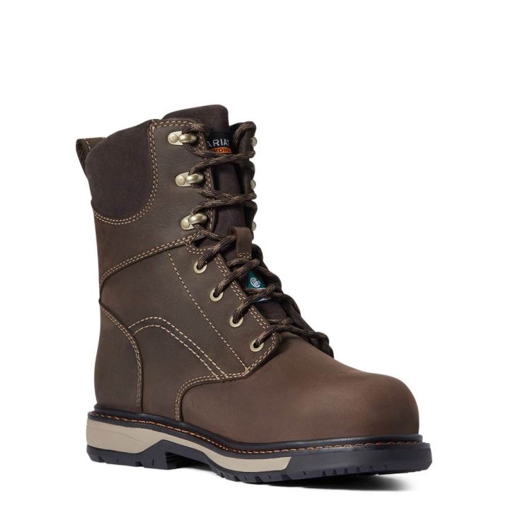 Ariat Riveter 8" CSA Glacier Grip Waterproof 400g Composite Toe Work Boot Temno Rjave | Rsgpu49j