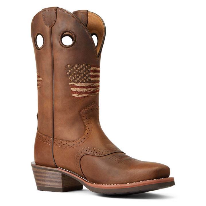 Ariat Roughstock Patriot Western Boot Rjave | q9ArWf76