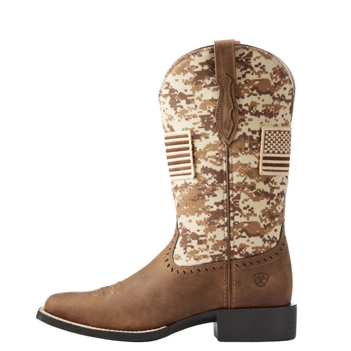 Ariat Round Up Patriot Western Boot Rjave | 0pKwAlpr