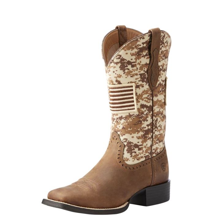 Ariat Round Up Patriot Western Boot Rjave | 0pKwAlpr