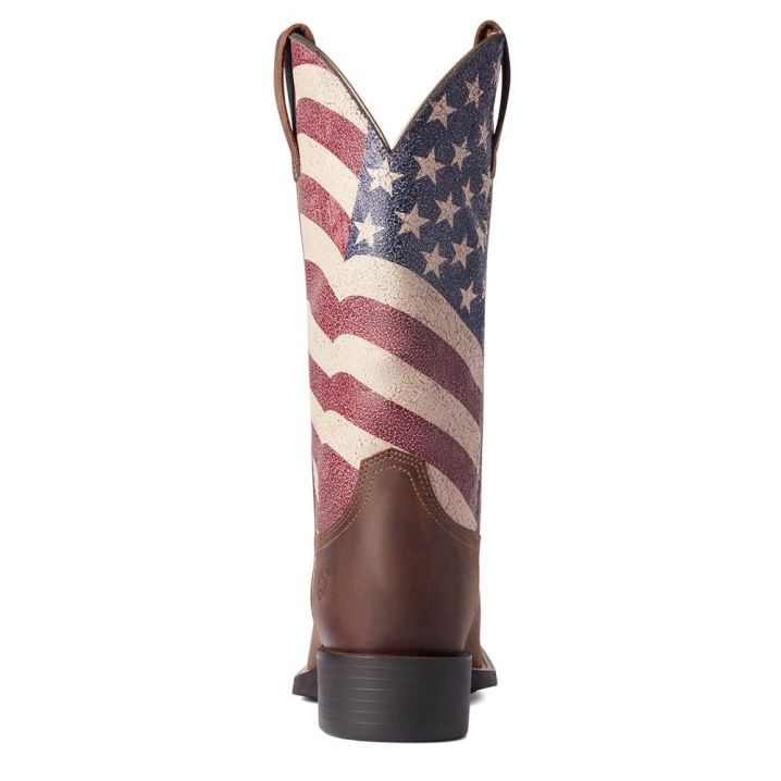 Ariat Round Up Patriot Western Boot Rjave | Tl0xXWsb