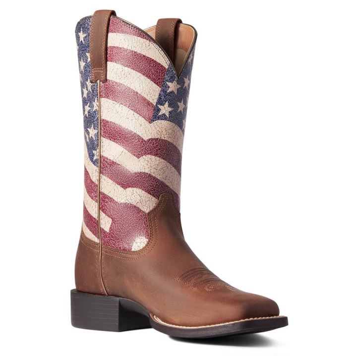 Ariat Round Up Patriot Western Boot Rjave | Tl0xXWsb