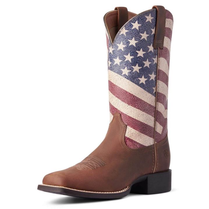 Ariat Round Up Patriot Western Boot Rjave | Tl0xXWsb