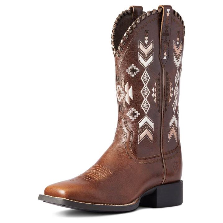 Ariat Round Up Skyler Western Boot Rjave | TolmL19K