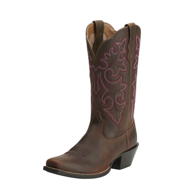 Ariat Round Up Square Toe Western Boot Rjave | 4Hh8CBlp