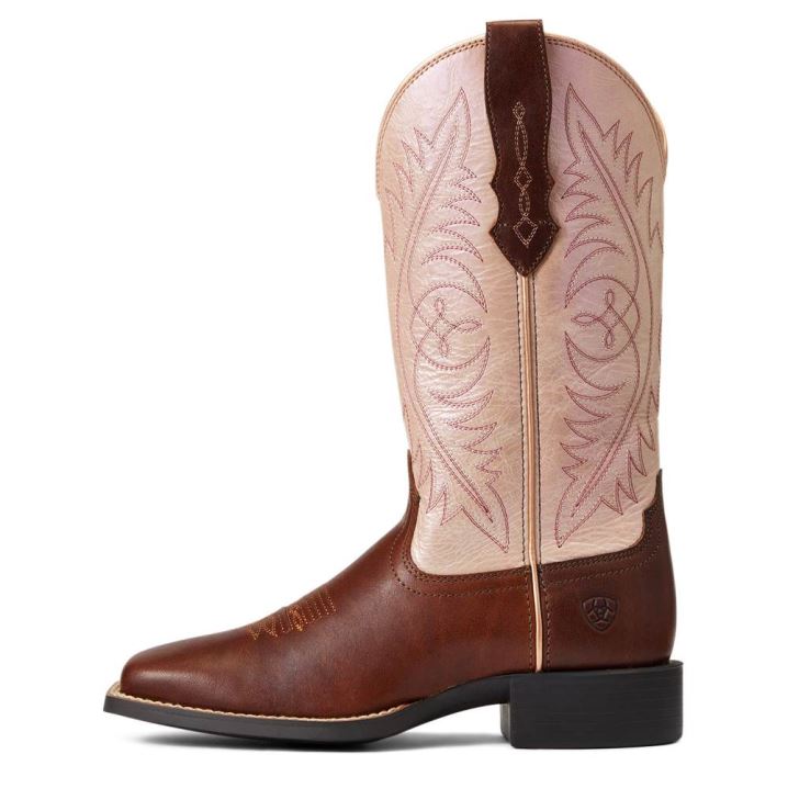 Ariat Round Up Wide Square Toe StretchFit Western Boot Rjave | 6MhcLI4C