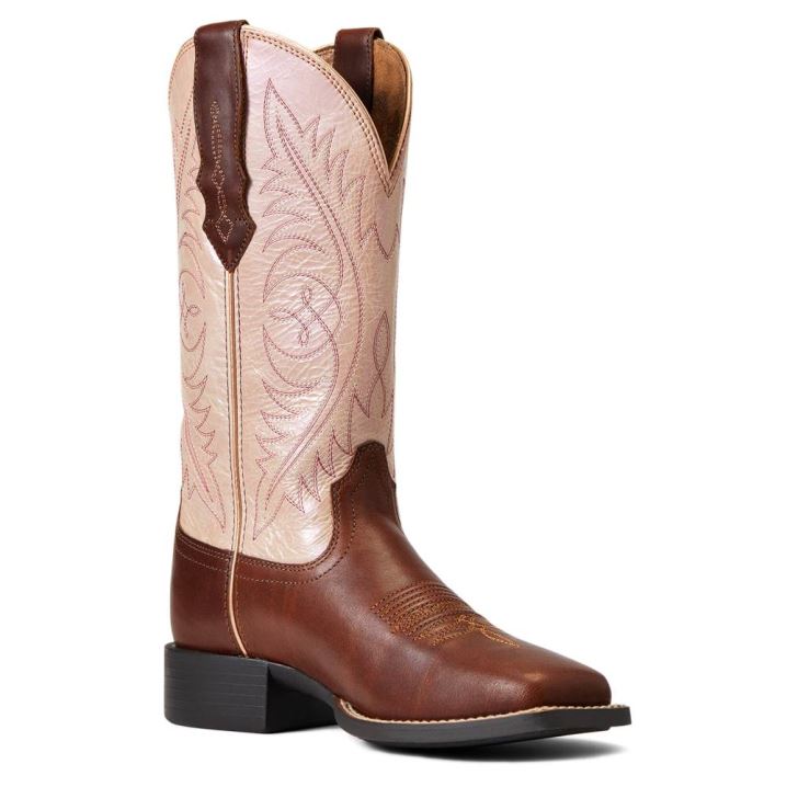 Ariat Round Up Wide Square Toe StretchFit Western Boot Rjave | 6MhcLI4C