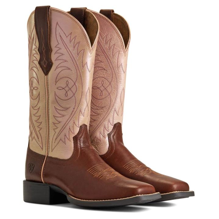 Ariat Round Up Wide Square Toe StretchFit Western Boot Rjave | 6MhcLI4C