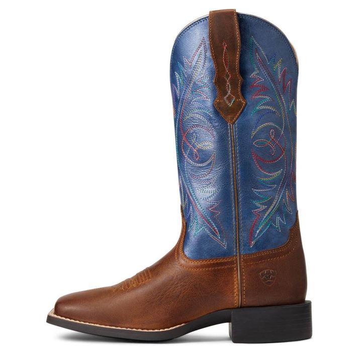 Ariat Round Up Wide Square Toe StretchFit Western Boot Rjave | V0JJIb9G