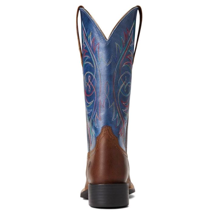 Ariat Round Up Wide Square Toe StretchFit Western Boot Rjave | V0JJIb9G