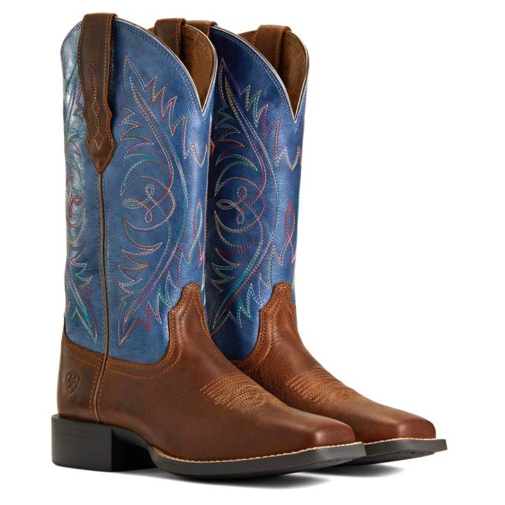 Ariat Round Up Wide Square Toe StretchFit Western Boot Rjave | V0JJIb9G