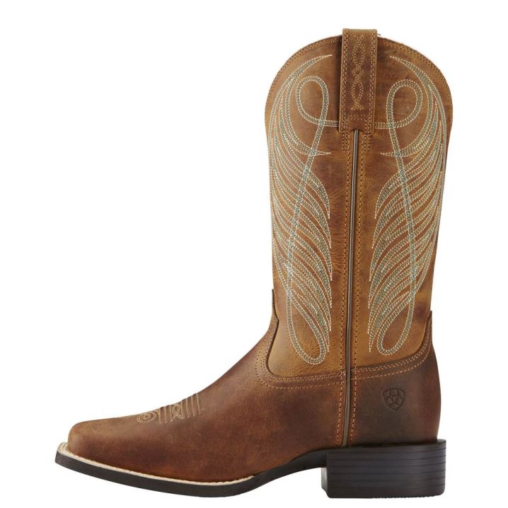 Ariat Round Up Wide Square Toe Western Boot Rjave | 9qSyP25V