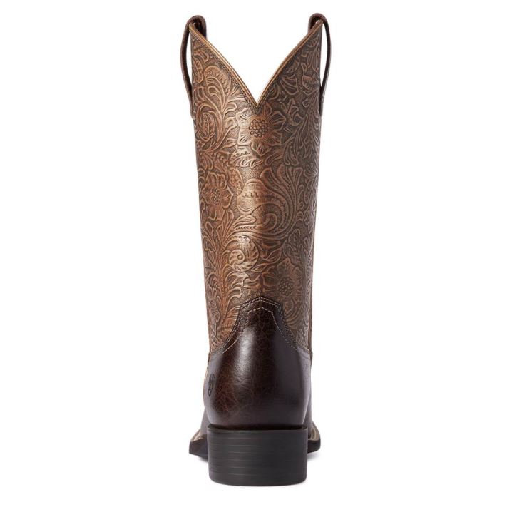 Ariat Round Up Wide Square Toe Western Boot Rjave | pNO9ixjt