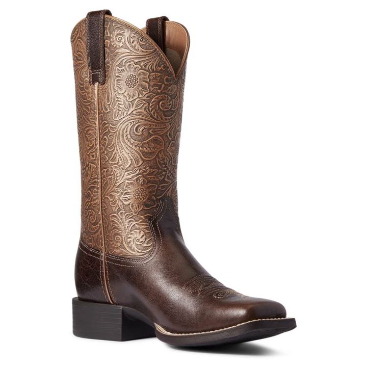 Ariat Round Up Wide Square Toe Western Boot Rjave | pNO9ixjt