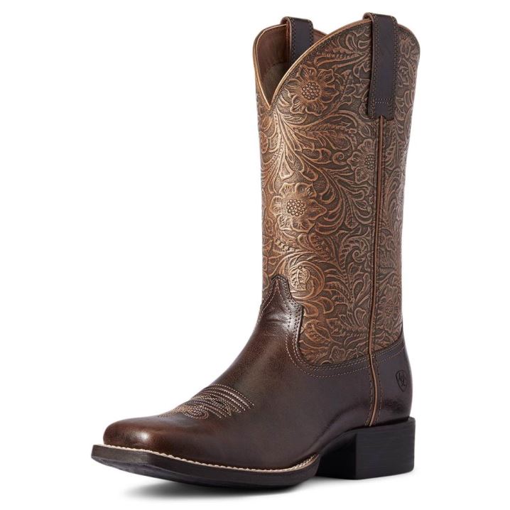 Ariat Round Up Wide Square Toe Western Boot Rjave | pNO9ixjt