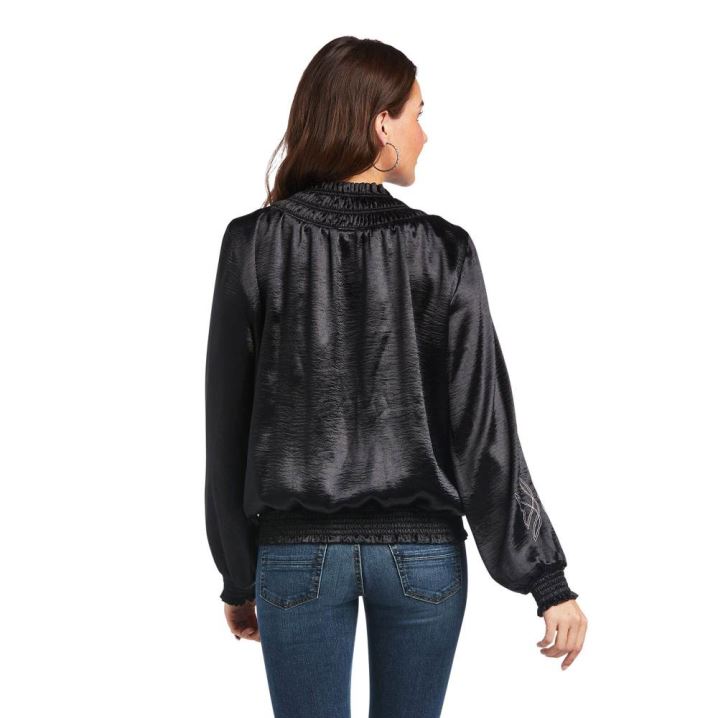 Ariat Satin Bomber Jacket Črne | wzMjDFAe