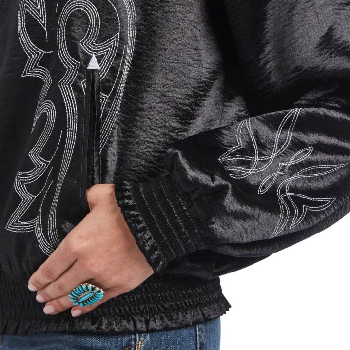 Ariat Satin Bomber Jacket Črne | wzMjDFAe