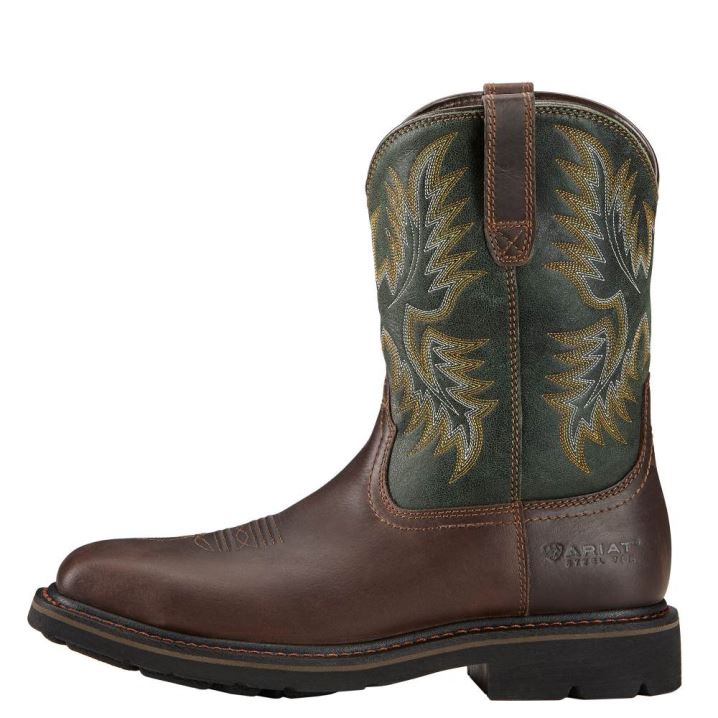 Ariat Sierra Wide Square Toe Steel Toe Work Boot Temno Rjave | 65KIVq5V