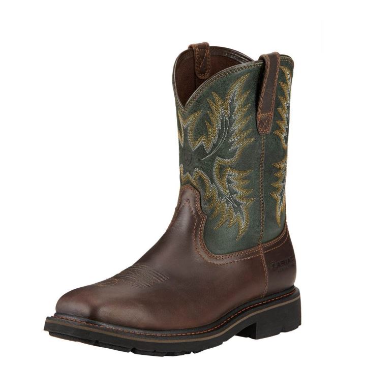 Ariat Sierra Wide Square Toe Steel Toe Work Boot Temno Rjave | 65KIVq5V