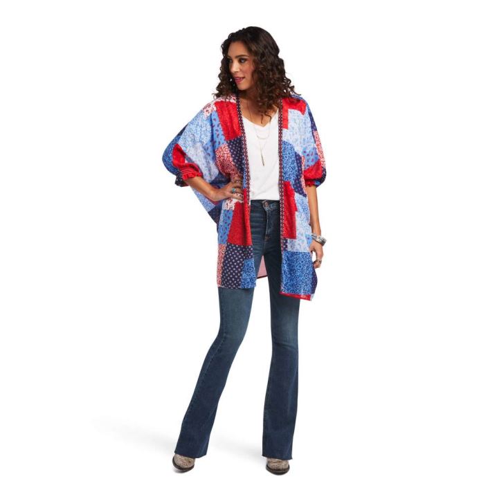 Ariat Smokestack Kimono Top Bele | GxCgeFrL