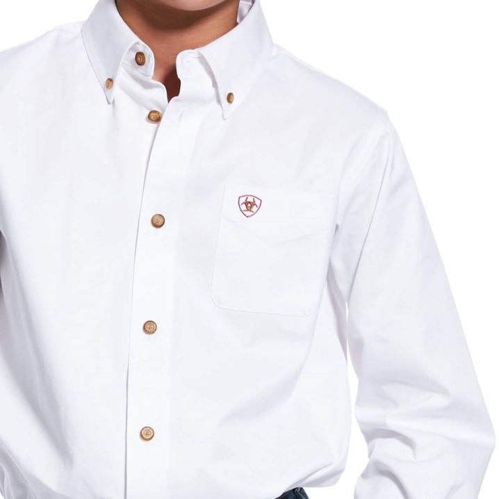 Ariat Solid Twill Classic Fit Shirt Bele | ZxmU0OHk