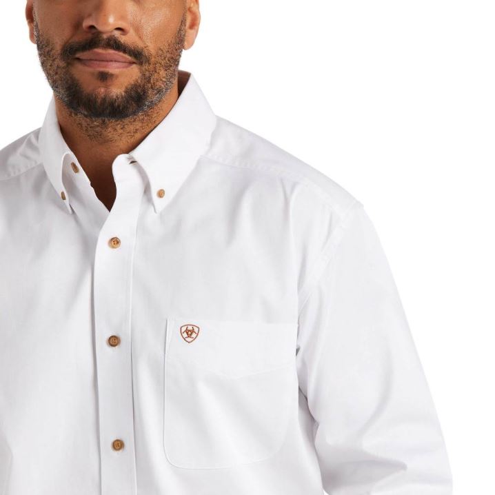 Ariat Solid Twill Classic Fit Shirt Bele | mnAgwHPU