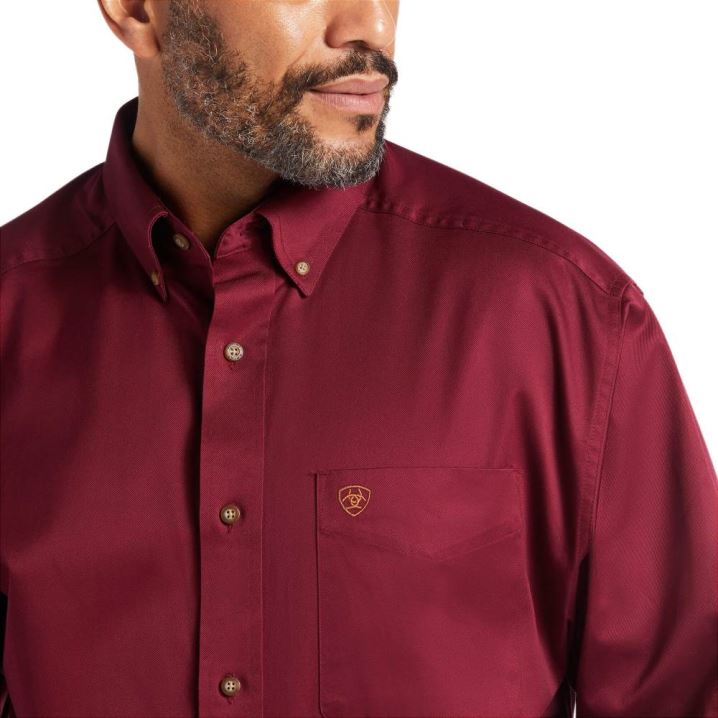 Ariat Solid Twill Classic Fit Shirt Bordo | LaiojZPN