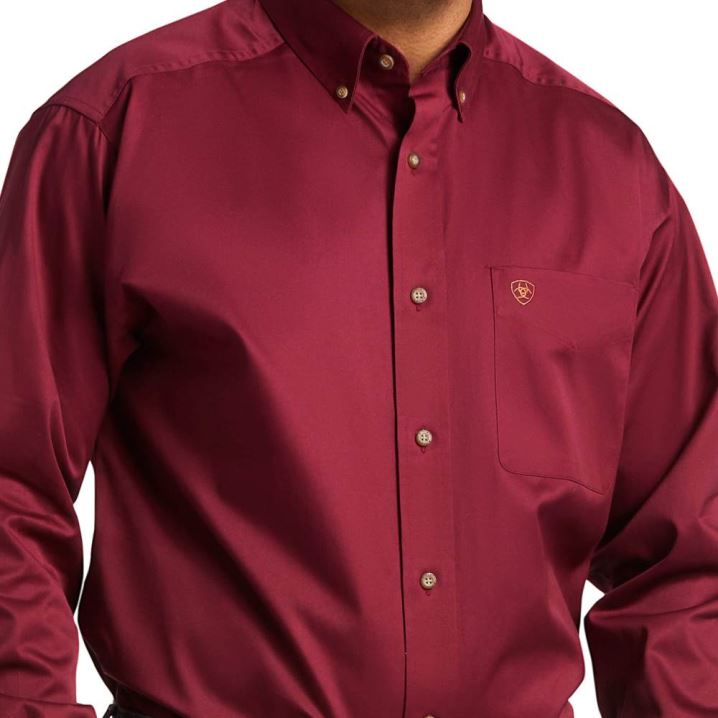 Ariat Solid Twill Classic Fit Shirt Bordo | LaiojZPN