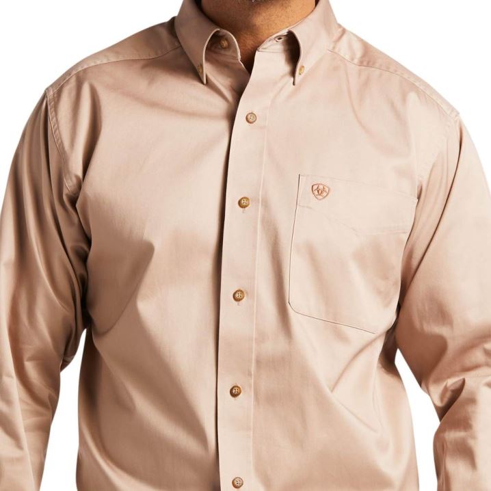 Ariat Solid Twill Classic Fit Shirt Kaki | Lxks6VJV