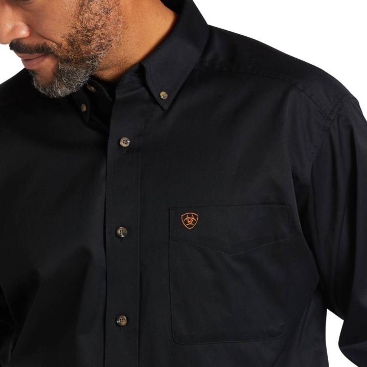 Ariat Solid Twill Classic Fit Shirt Črne | T3WTQy2M