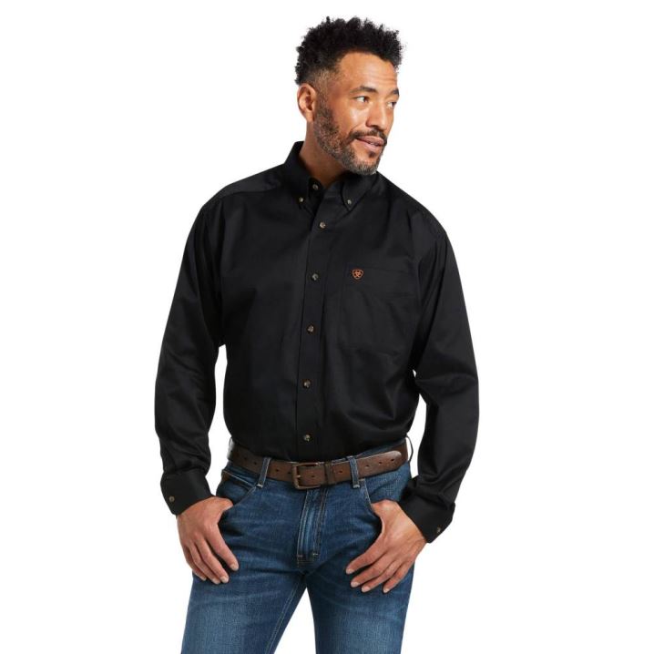 Ariat Solid Twill Classic Fit Shirt Črne | T3WTQy2M