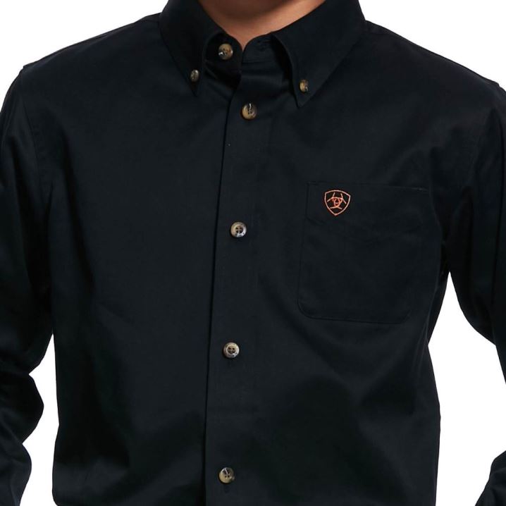 Ariat Solid Twill Classic Fit Shirt Črne | aTXSX8kh