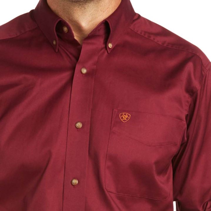 Ariat Solid Twill Fitted Shirt Bordo | 49T0nDPc