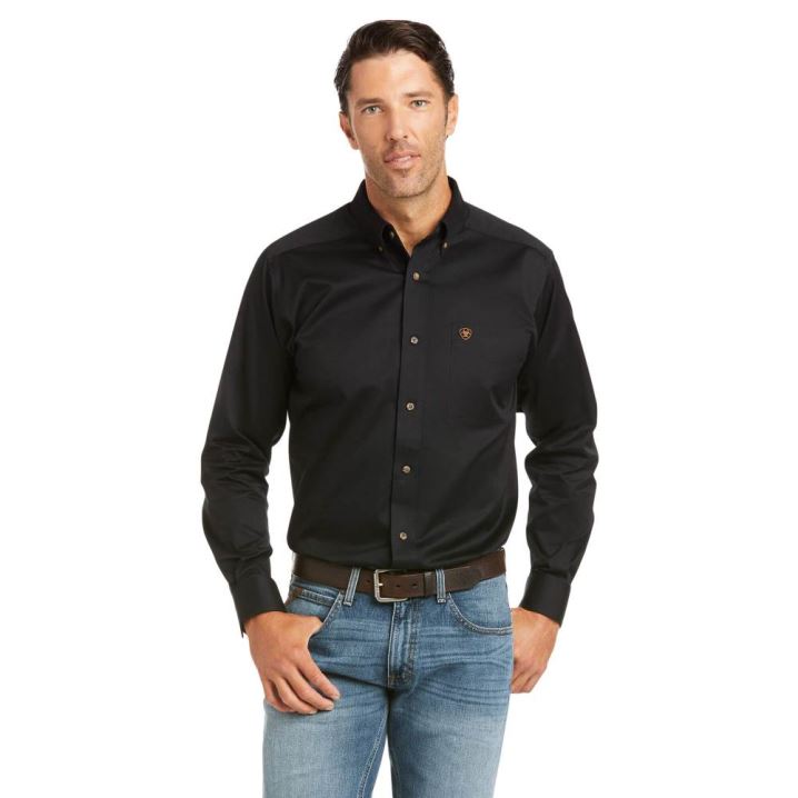 Ariat Solid Twill Fitted Shirt Črne | cesA7DIk