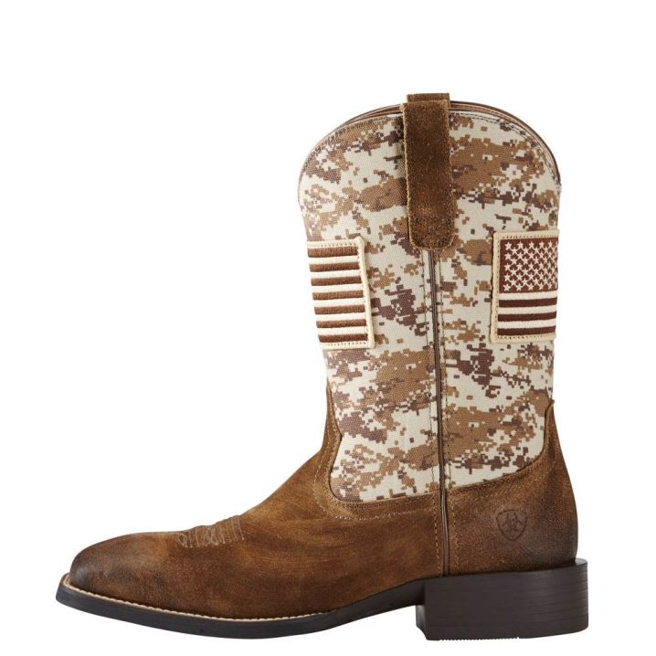 Ariat Sport Patriot Western Boot Antique Mocha Suede | C78vHQgs