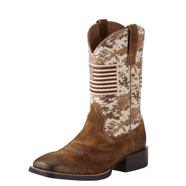 Ariat Sport Patriot Western Boot Antique Mocha Suede | C78vHQgs