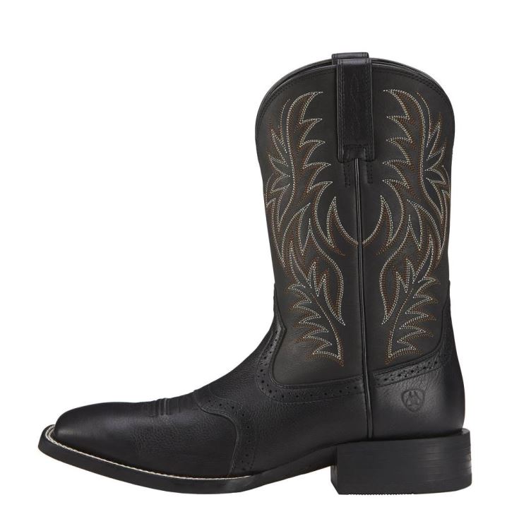 Ariat Sport Wide Square Toe Western Boot Črne Rjave | DSYEmh02