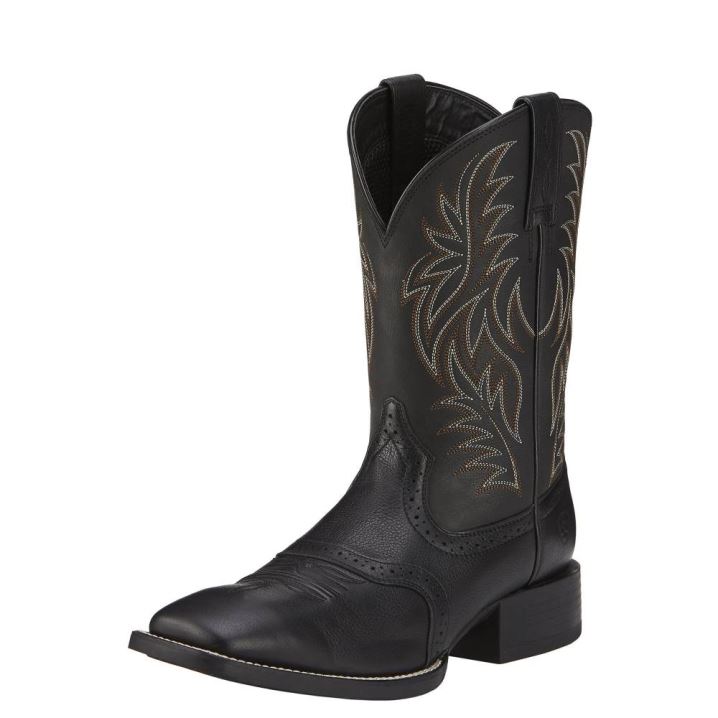 Ariat Sport Wide Square Toe Western Boot Črne Rjave | DSYEmh02