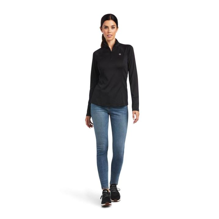 Ariat Sunstopper 2.0 1/4 Zip Baselayer Črne | UA80b3cA