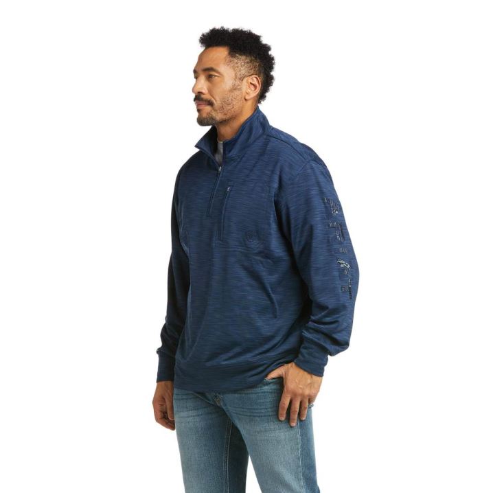 Ariat Team Logo 1/4 Zip Sweatshirt Indigo | PrdaPOnx