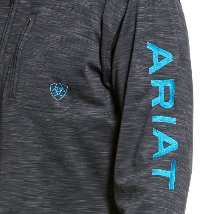 Ariat Team Logo 1/4 Zip Sweatshirt Temno Sive | N926txGn