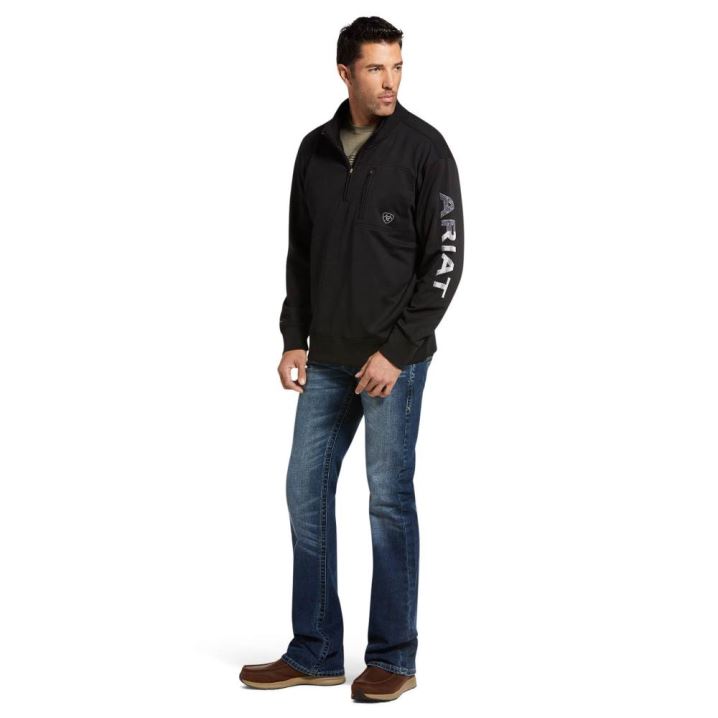 Ariat Team Logo 1/4 Zip Sweatshirt Črne | fq6x6cyv