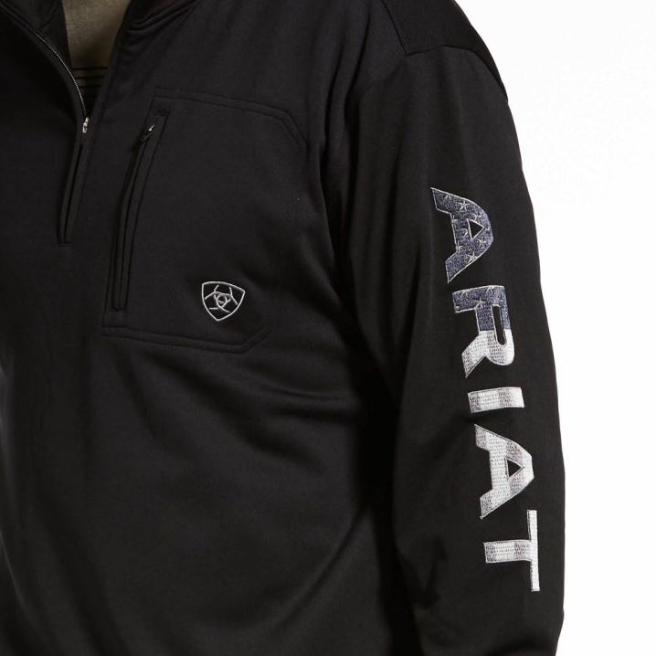 Ariat Team Logo 1/4 Zip Sweatshirt Črne | fq6x6cyv