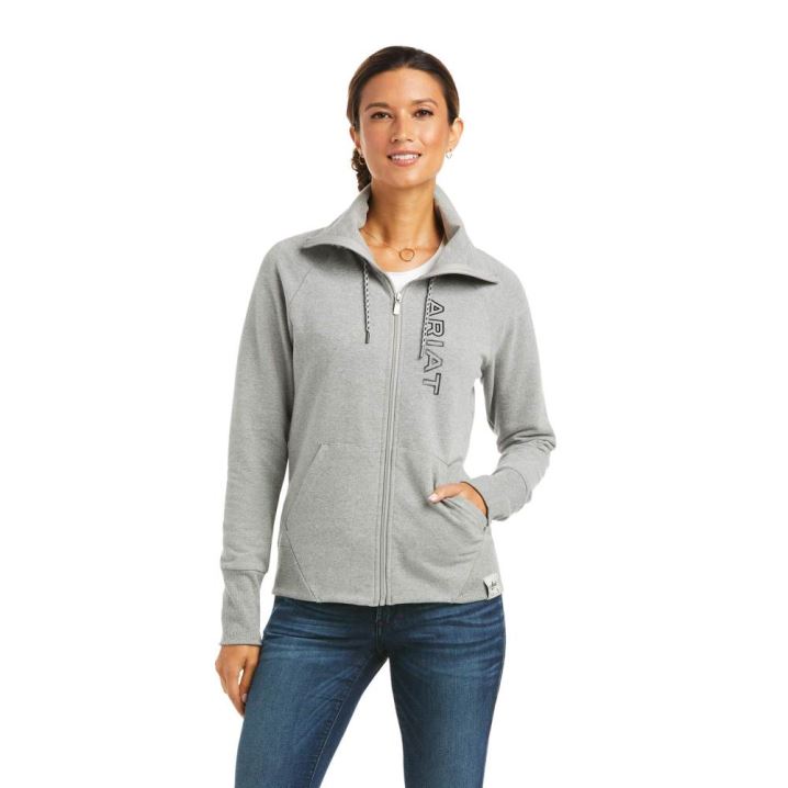 Ariat Team Logo Full Zip Sweatshirt Sive | 93FmUwPC