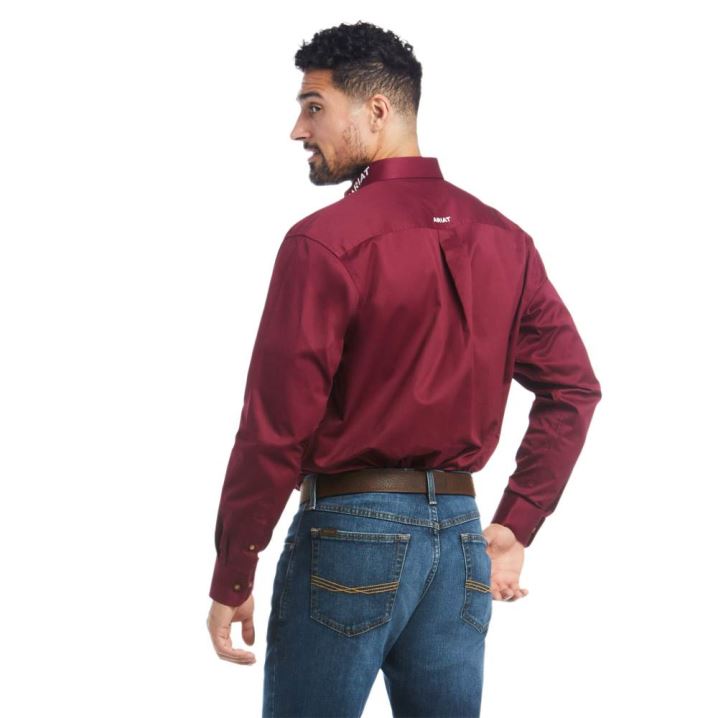 Ariat Team Logo Twill Classic Fit Shirt Bordo | RZBU6Mvk