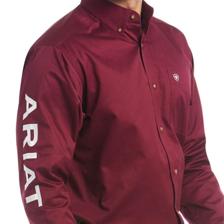 Ariat Team Logo Twill Classic Fit Shirt Bordo | RZBU6Mvk