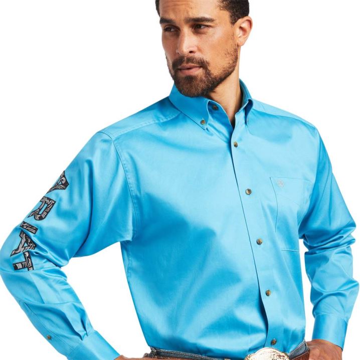 Ariat Team Logo Twill Classic Fit Shirt Riviera /Leather Tool | YBbGhLqb